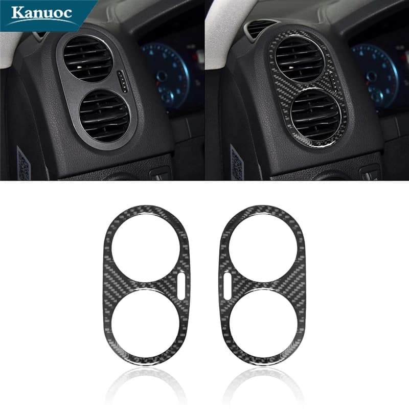 Car Interior Decorative Accessories For Volkswagen Tiguan 2013 2014 2015 2016 2017 Carbon Fiber Front Rear Air Vent Stickers