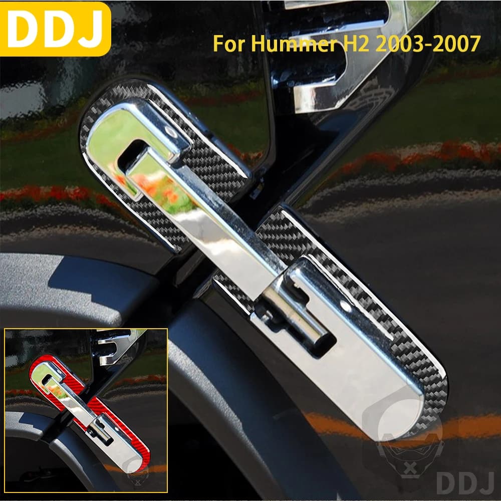 For Hummer H2 2003 2004 2005 2006 2007 Accessories Carbon Fiber Car Exterior Hood Latch Surrounded Trim Sticker Red Black