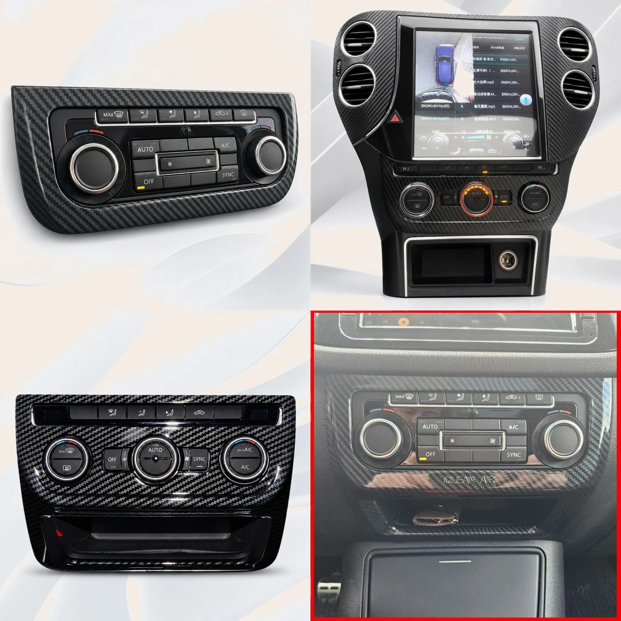 Car Styling For VW Tiguan 2010-2015 Center AC Control Panel Decoration Cover Sticker Trim Moulding Strip Car Styling Auto Parts