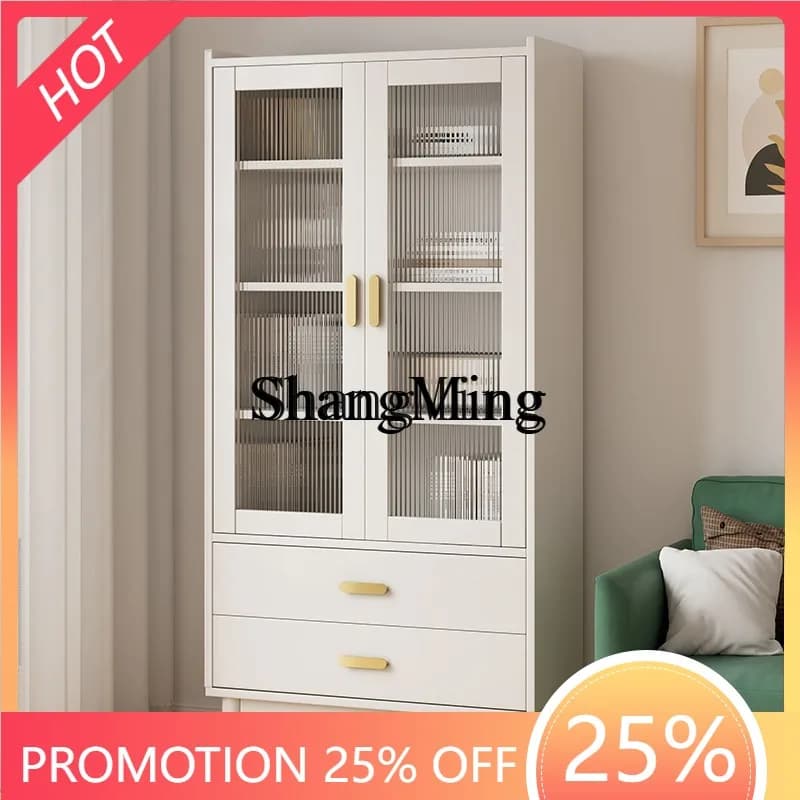 CL with glass door bookcase simple modern locker living room display cabinet floor bookshelf