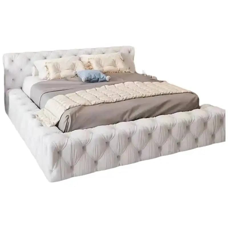 Wood Double Bed European Soft Upholstered Twin Bedroom Furniture Queen Luxury Modern Camas De Dormitorio