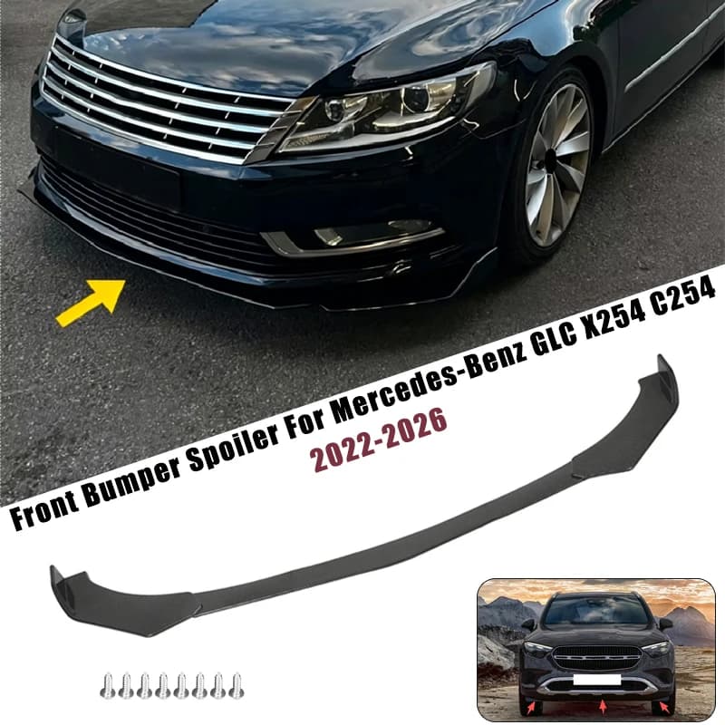 Sport Front Bumper Splitter Spoiler Lip For Mercedes-Benz GLC X254 C254 2022-2026 5Pcs Adjustable Sectional Car Tuning Body Kit