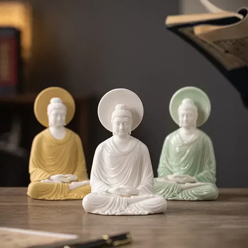 FX-8  Ceramic Sakyamuni Buddha Ornament Zen Namu Master Sakyamuni Buddha Statue Home Living Room Decoration Tathagata Buddha