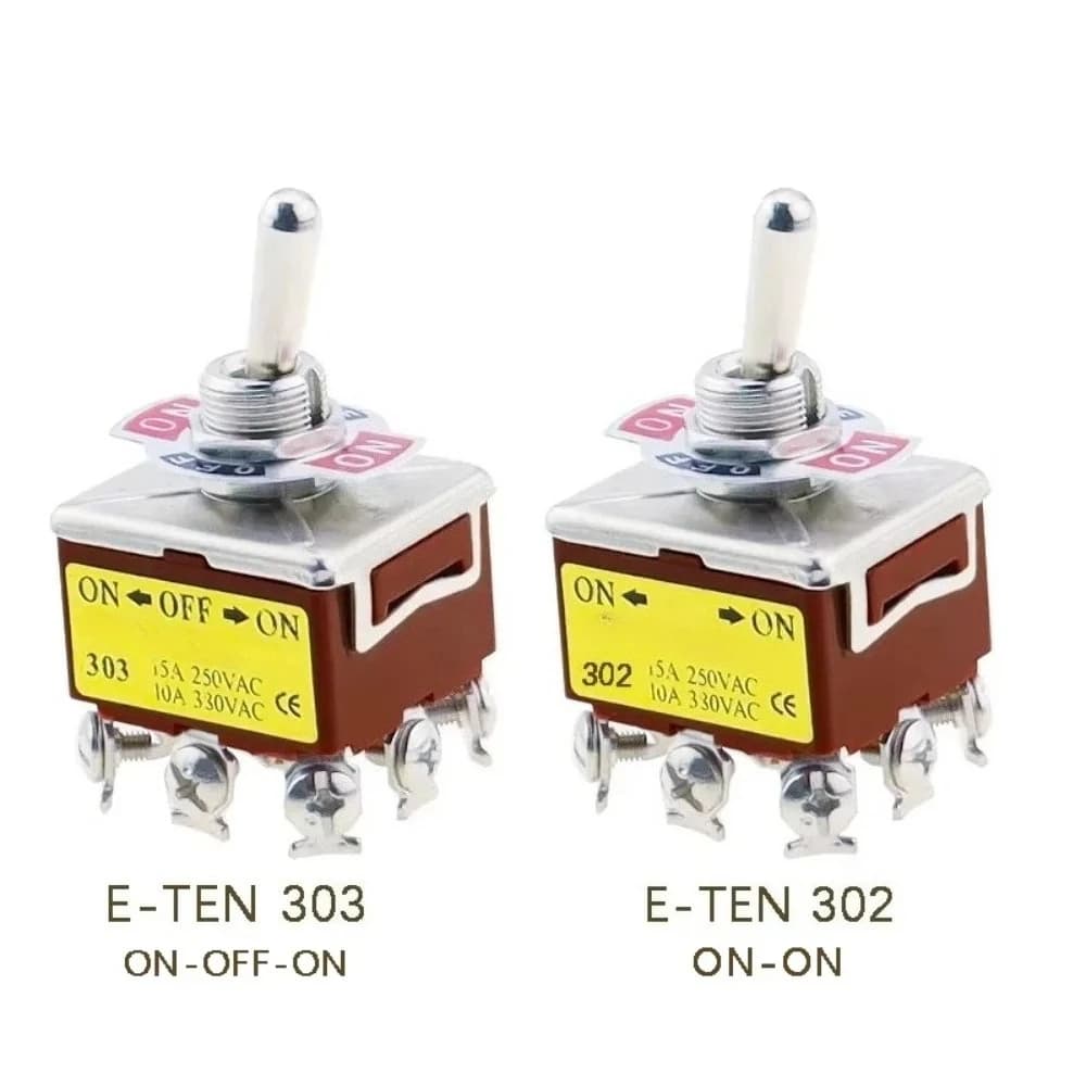 1 Uds 3PDT encendido/apagado/encendido 3 posiciones 9 terminales  tornillo interruptor  palanca AC 250V 15A E-TEN 303 E-TEN 302