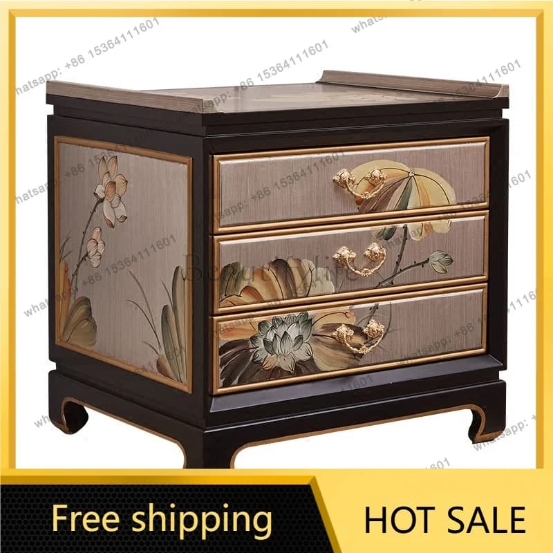 FG new Chinese style sofa corner few solid wood drawers storage bedside table storage cabinet
