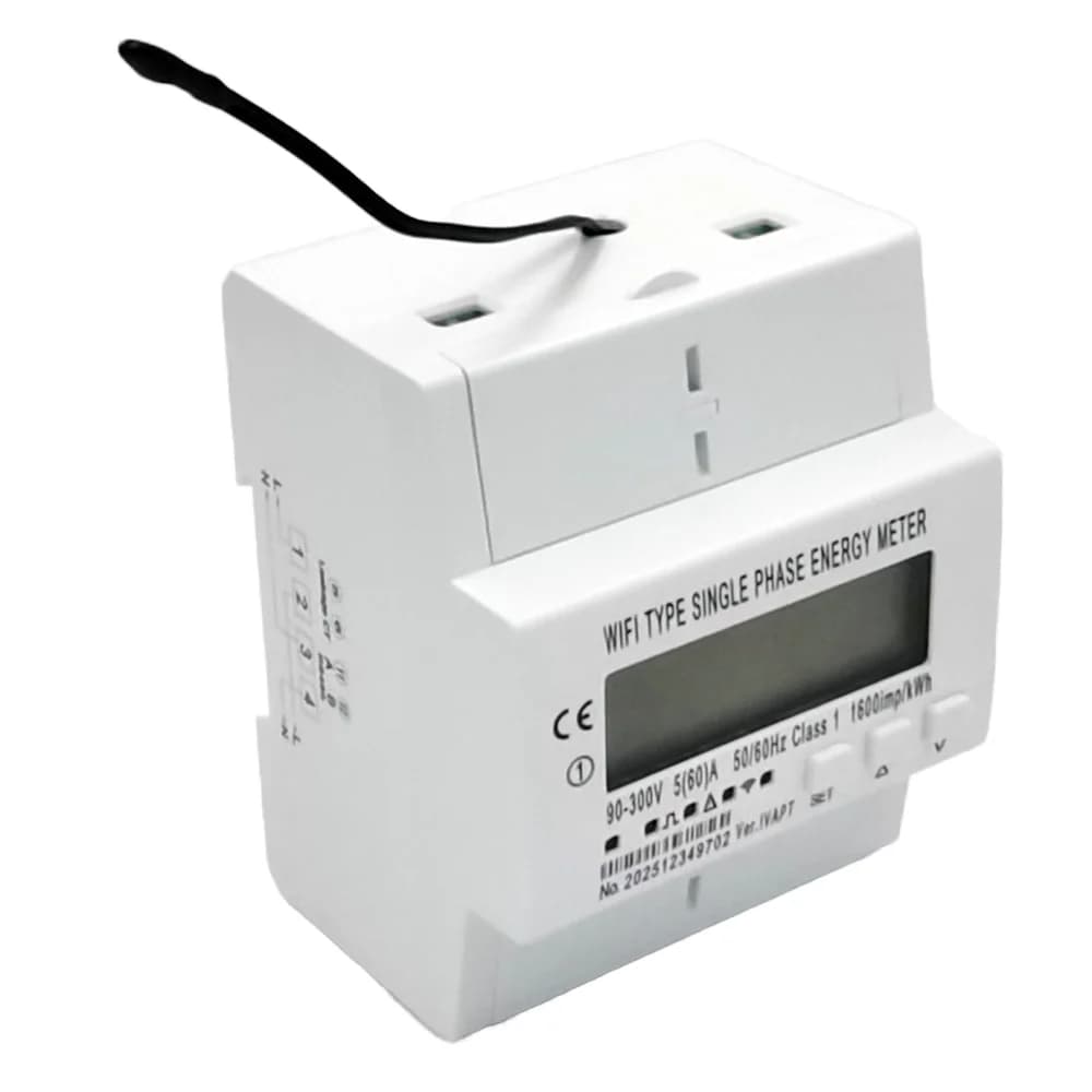 Single Phase 2 Wire Smart KWH Meter 90-300V 5(60)A Wireless Connectivity Din Rail Wireless Energy Meter with   App Control