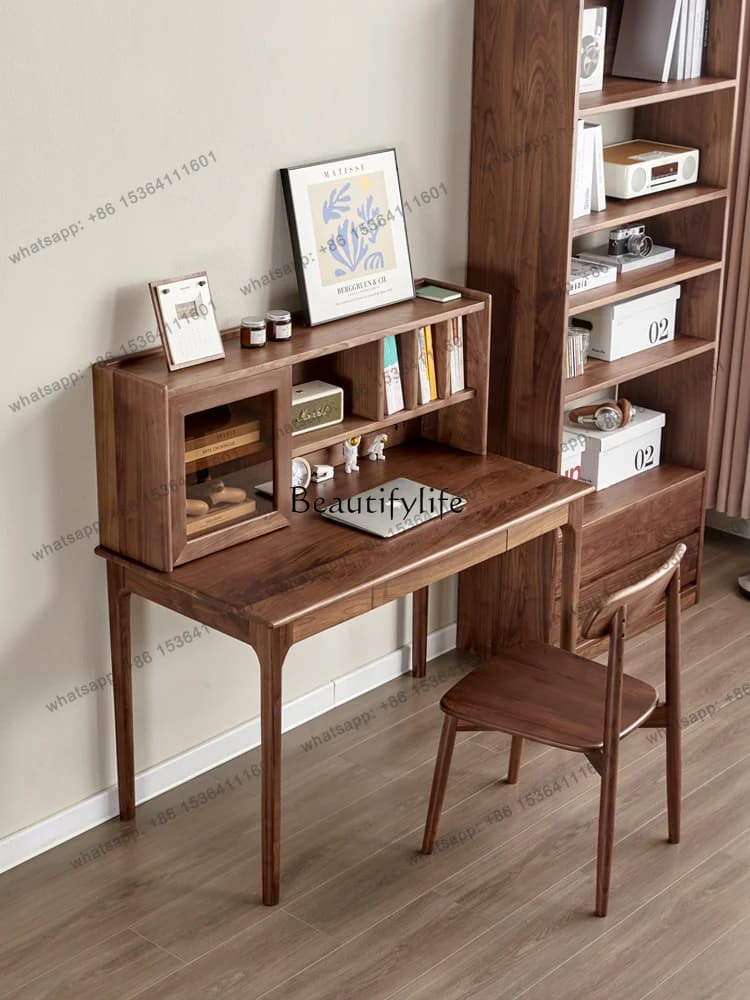 Customization *North American Black Walnut Desk Dresser Nordic Solid Wood Desk