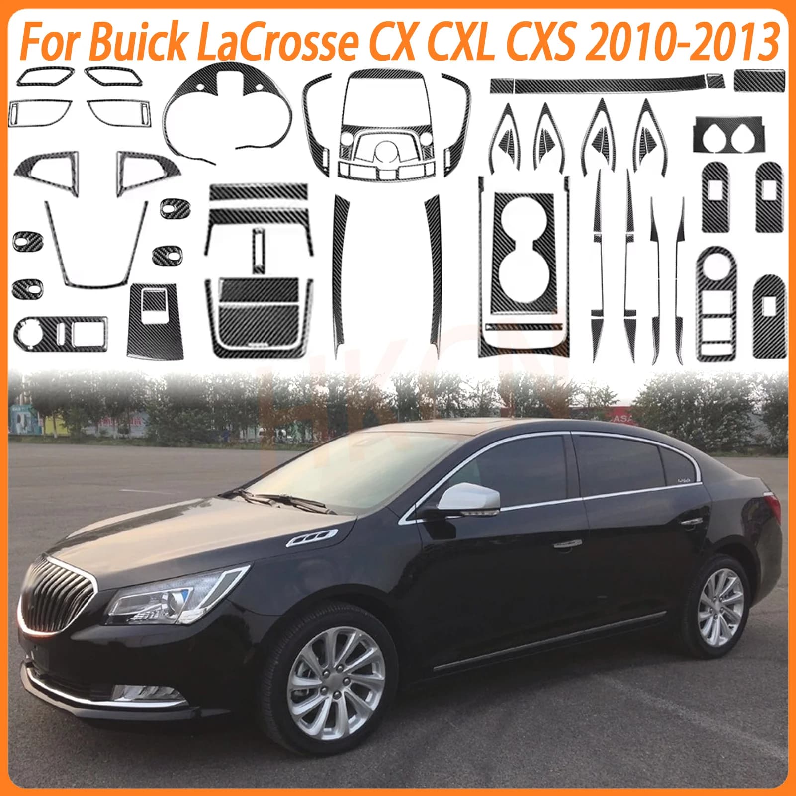 Full Set of Genuine Carbon Fiber Car Modification Interior Stickers for Buick LaCrosse CX CXL CXS 2010 2011 2012 2013
