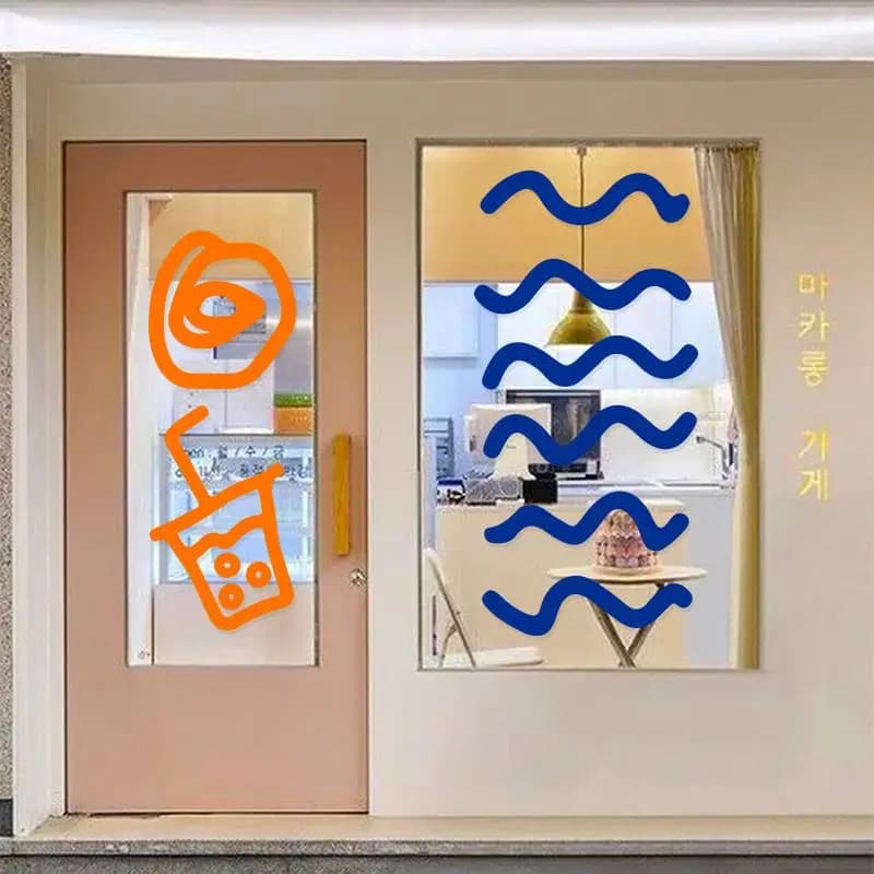 Nordic Minimalist Wall Stickers Drink Shops Stores Glass Door Display Decoration Coffee Milk Tea Window Wallpaper Kitchen Decor