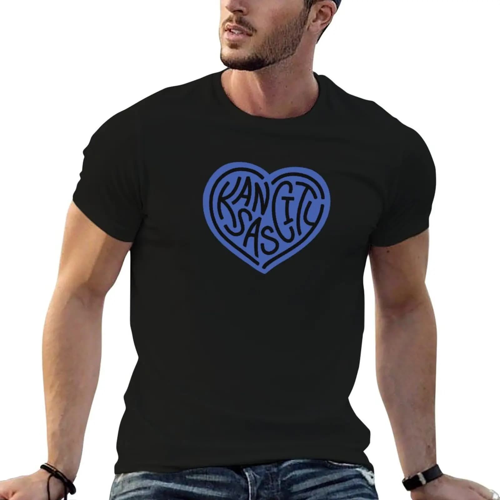 LOVE KC (blue x black) T-Shirt shirts graphic tees summer tops funny t shirts men