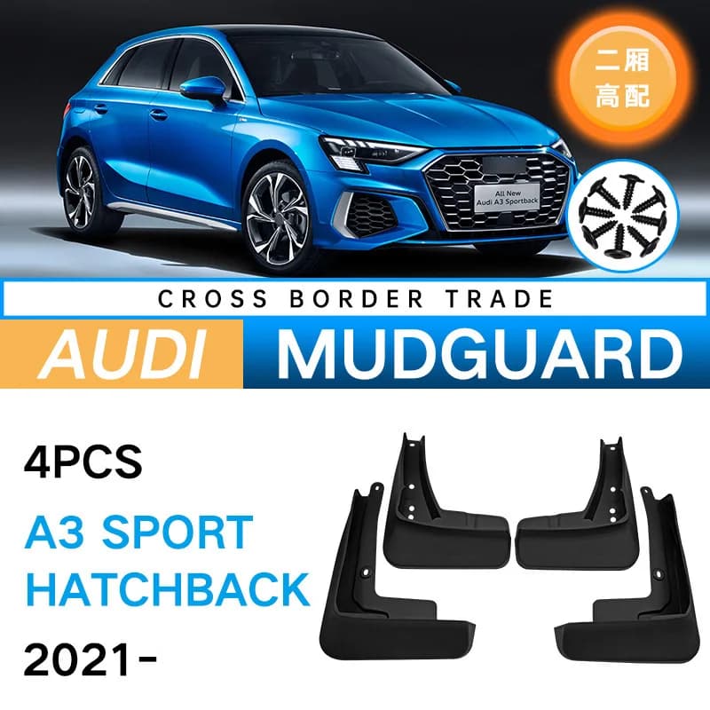Car Auto Fender Mud Flaps Splash Guards Mudguard for Audi A3 Sport Hatchback 2021–2025 Easy Install Without Drilling Holes