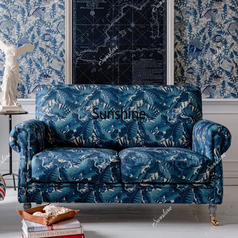 Retro double sofa high back leisure small apartment living room bedroom bed and breakfast design