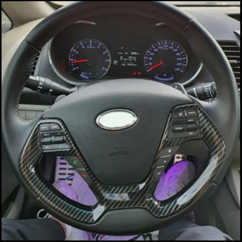 Car Styling For KIA Cerato 2014-2017 Forte Steering Wheel Cover Sticker Decoration Trim Auto Parts Accessories