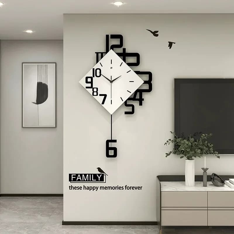 Fashion European-Style Living Room Wall Clock Wooden Creative Hanging Wall Clock Quartz Digital Clocks Living Room Decoration