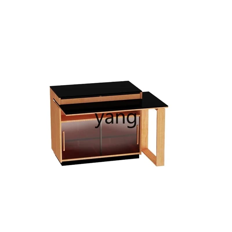 LH solid wood island cabinet dining table integrated Japanese rock slab small apartment bar cabinet