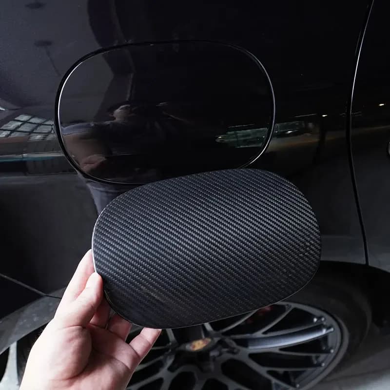 For Porsche MACAN 2014-2020 Real Carbon Fibre Car Fuel Tank Cover Fuel Oil Tank Cover Trim Sticker Car Accessories