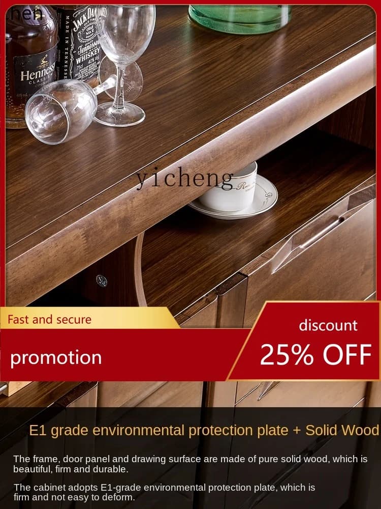 YFY Sideboard Cabinet Tea Cabinet Wine Cabinet Restaurant Solid Wood Frame Home Locker