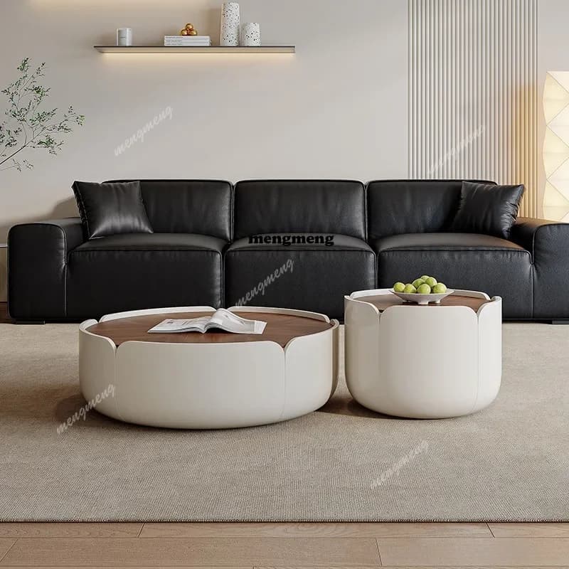 F182 Petal coffee table small apartment living room household modern size round walnut pattern coffee table