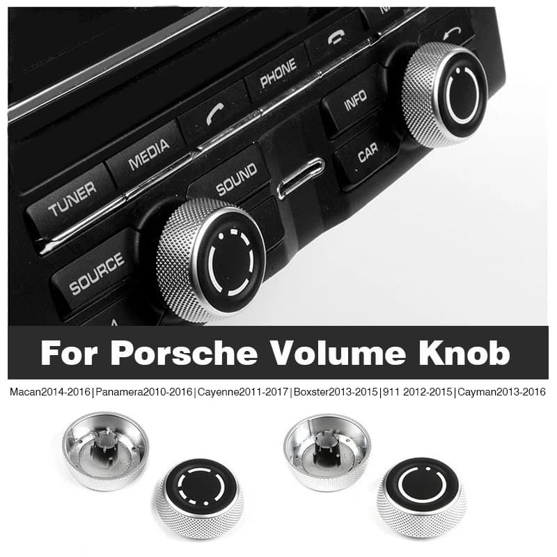 For Porsche Cayenne Panamera Macan 911 718 Boxster Cayman Car Audio Volume Radio Knob Cover CD Multi-Media Control Switch Button