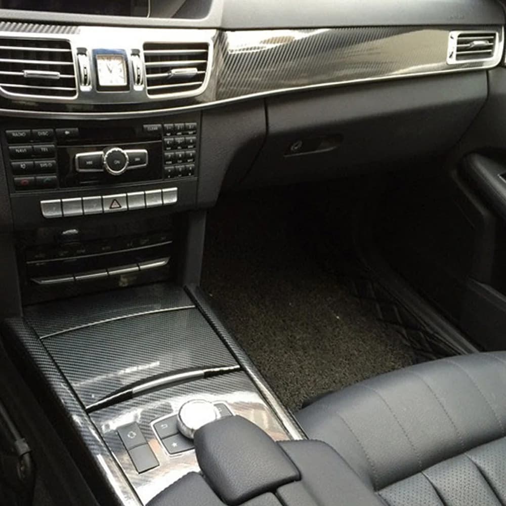 Carbon Fiber Interior Trim Stickers For Benz E Class W212 2014-2016 Central Console Gear Shift Panel Door Handle Cover Trim