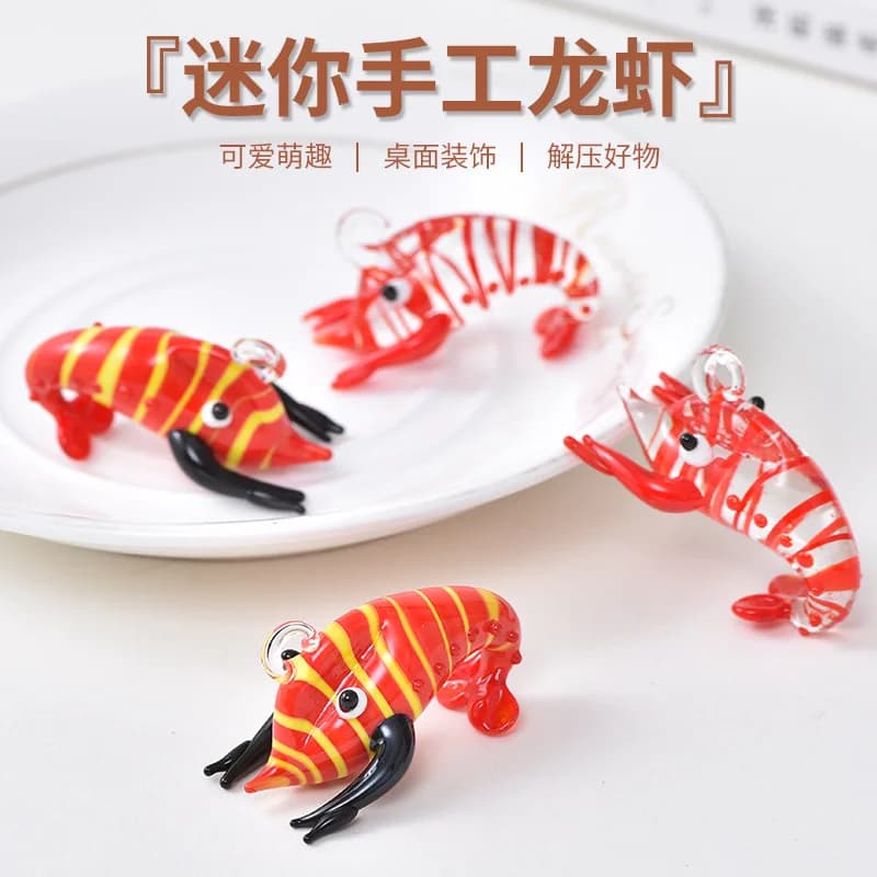 Creative Cute Glazed Simulation Crayfish Three-dimensional Pendant Accessories DIY Hot-selling Necklace Women's Accessories