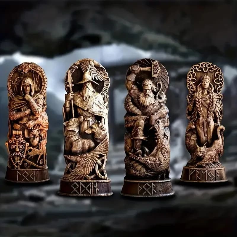 Viking God Goddes Sculpture Scandinavian Pantheon Resin Ornaments Freyja Statue Freyaes Norse Gods Carving Altar Heathen Asatru