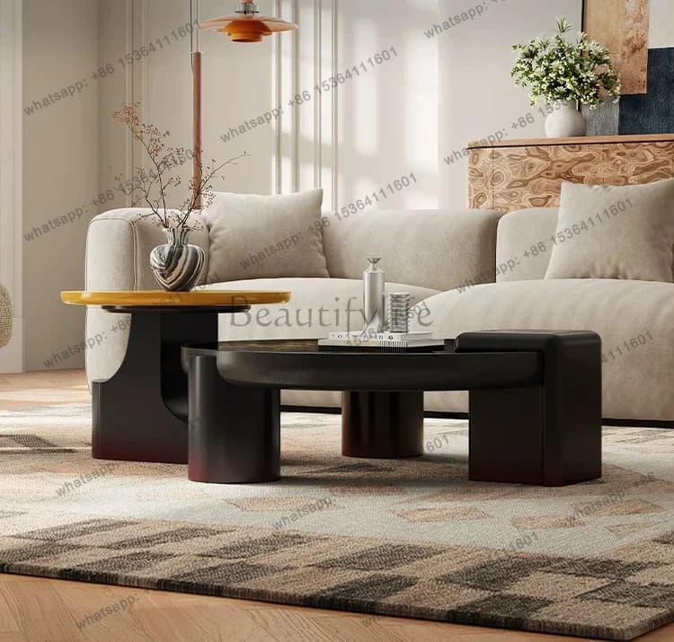 LD25 medieval round coffee table Italian minimalist rock slab small apartment tea table
