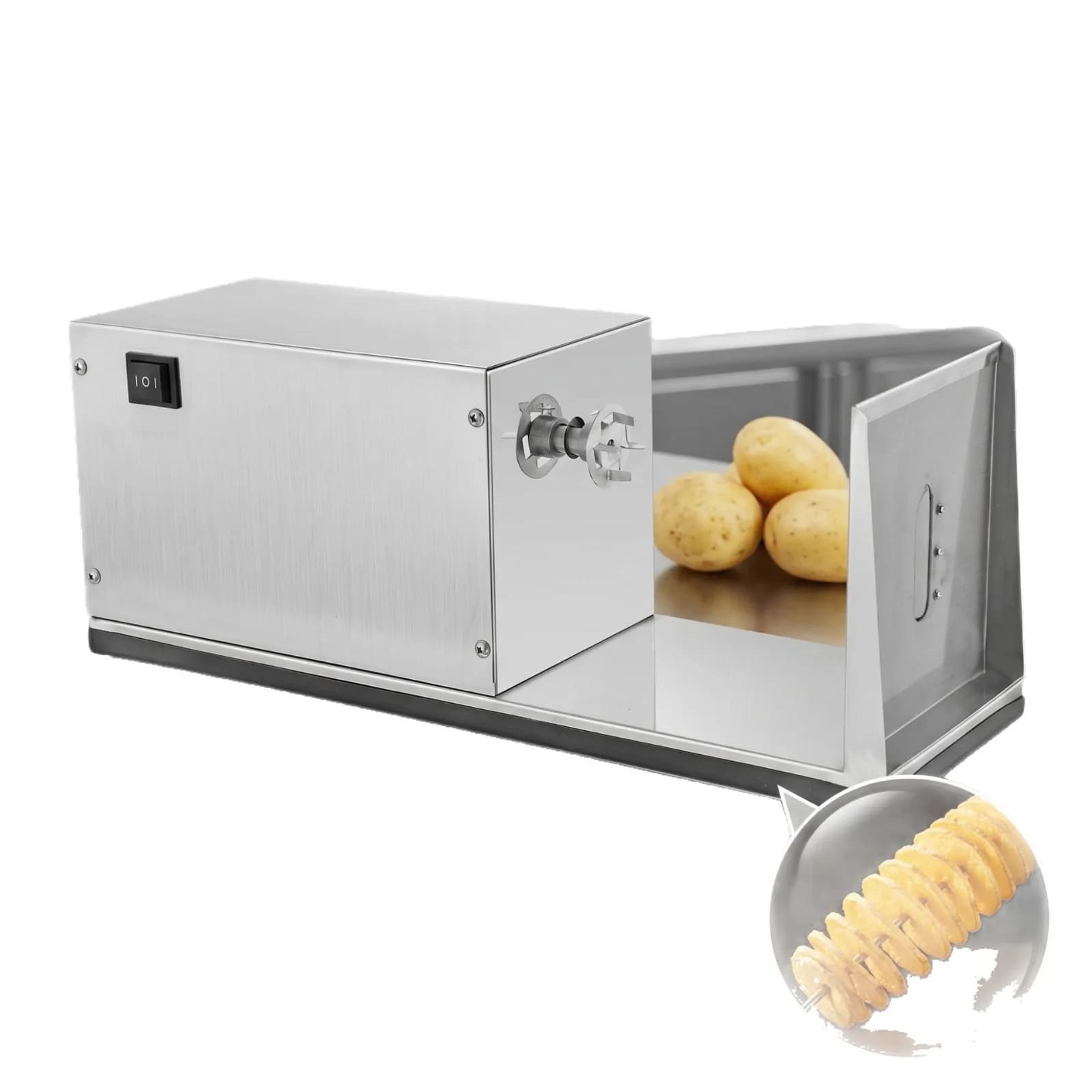 CX commercial stainless steel electric potato tower machine, automatic spiral potato slicer