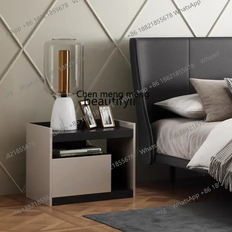 zxqItalian minimalist bedside table Modern minimalist household bedroom Bedside storage cabinet
