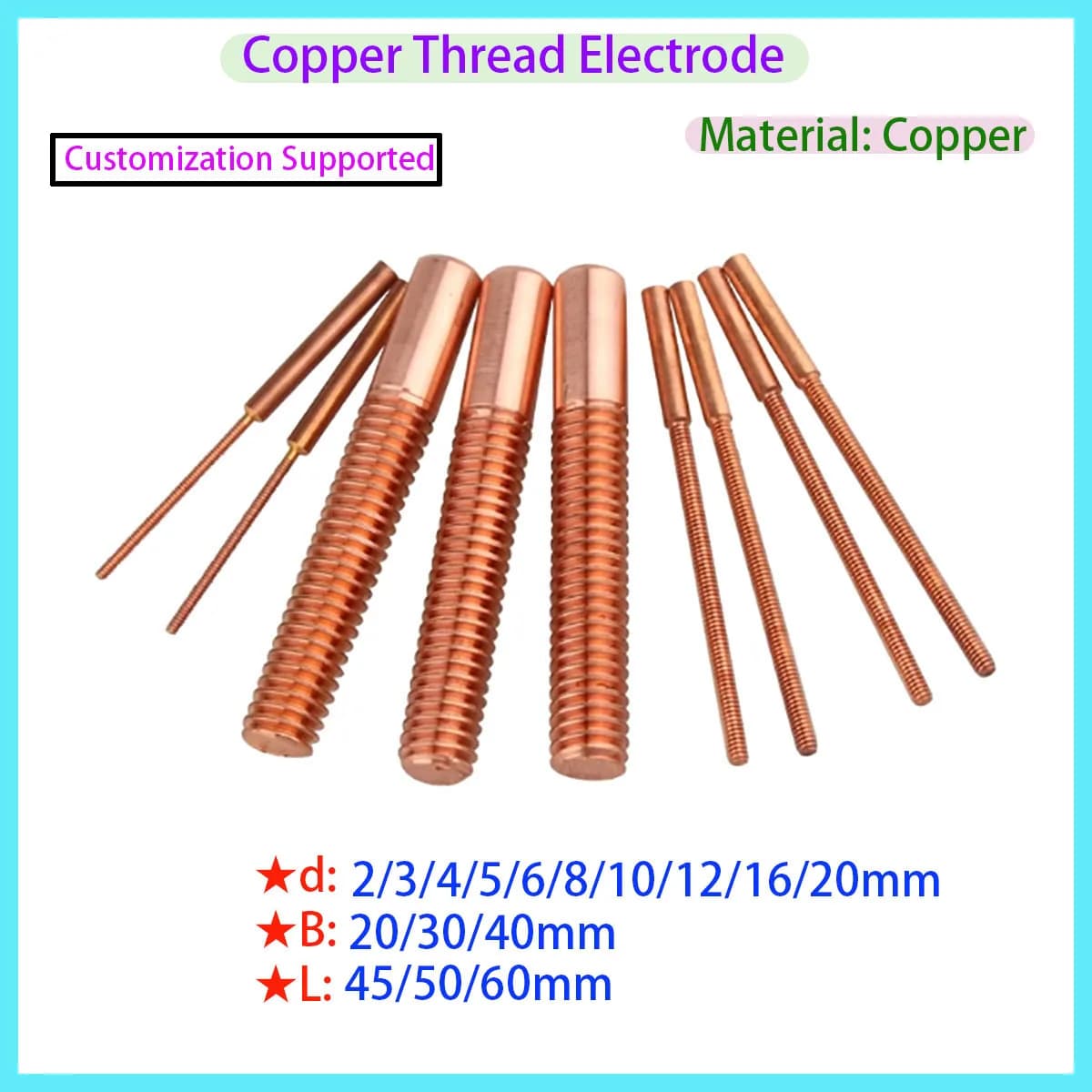 M2 M3 M4 M5-M20 Pure T2 Red Copper Tapping Electrode, Used for Spark Wire Cutting Thread Discharge Copper Thread Teeth
