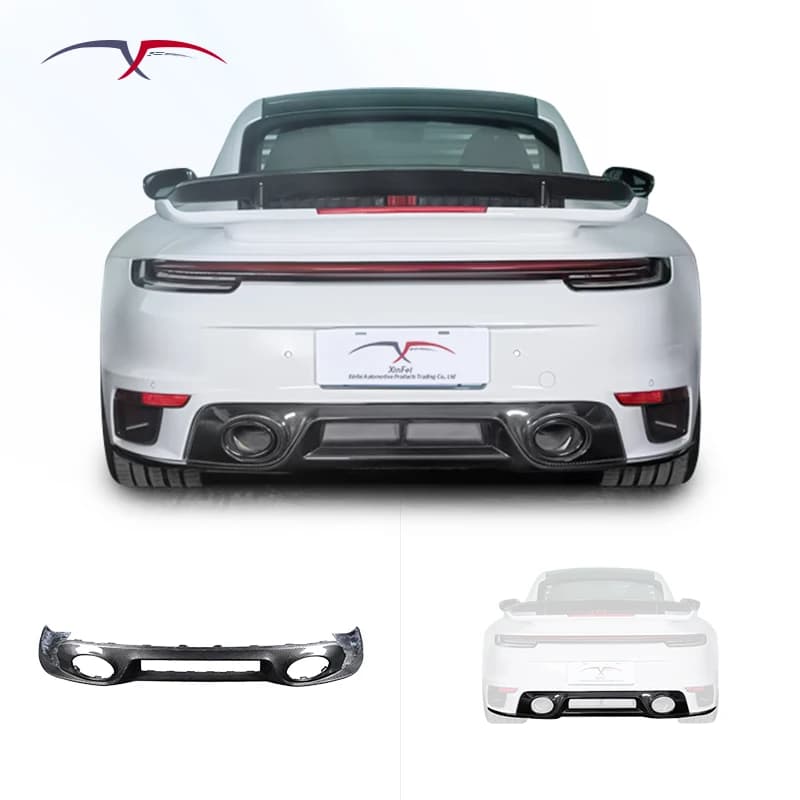 Car Modified SD-Style Carbon Fiber Rear Bumper Rear Diffuser Rear Lip Spoiler Suitable for Porsche 992 Turbo Body Kit Upgrade