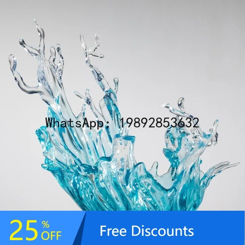 CZ Hotel Lobby Club Creative Abstract Wave Transparent Sculpture Model Room Sales Office Water Wave Craft Blue White