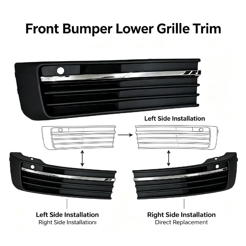 Front Bumper Lower Grille Molding Chrome Trim For VW Multivan T6 2016-2019