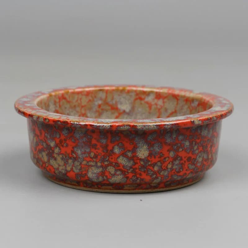 4.7in Miniature Bonsai Pot Antique Chinese Qing Qianlong Red Glazed Flower Pot