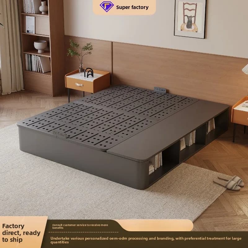c-a  Factory direct sales new 0 glue wrought iron high box storage bed without bedside flush edge box drawer bed storage