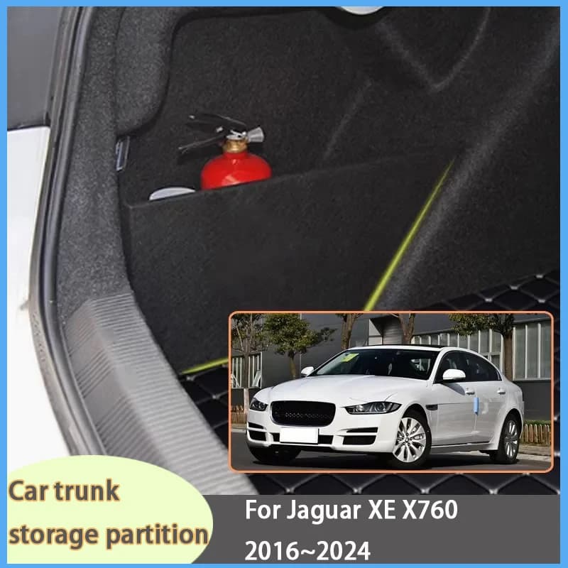 For Jaguar XE X760 2016~2024 23 Car Organizer Thickening Trunk Side Partition Trunk Interior Storage Box Parts