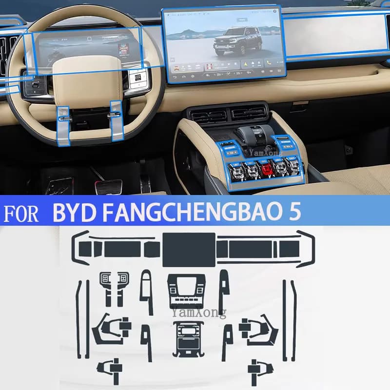 For BYD FANGCHENGBAO 5 2024 Car Interior TPU Protective Film Center  Navigation Instrucment Scratch Repair Sticker