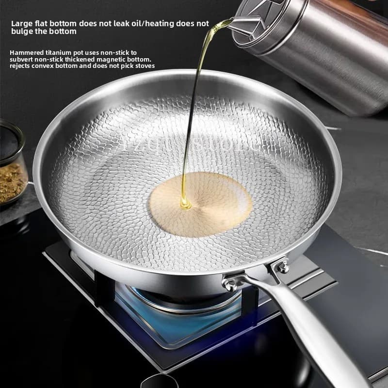Pure Titanium Frying Pan Non Coating Non Stick Steak Pan for Induction Cooker Stove Healthy Cookware