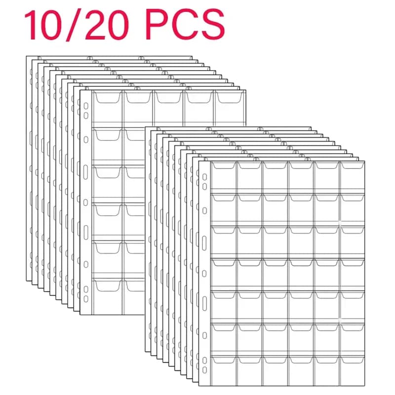 10/20 PCS 20/30/42 Hole Coin Pocket Pages Coin Collection Pages  Coin Binder Inserts Sleeves Stamp Holders Collecting Album Book