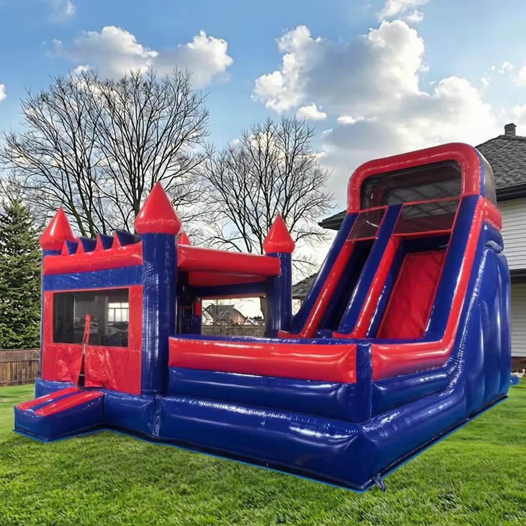 Commercial Inflatable Bounce House With Slide Kids Jumping Bouncy Castle Combo Bounce House And Wet Dry Slide