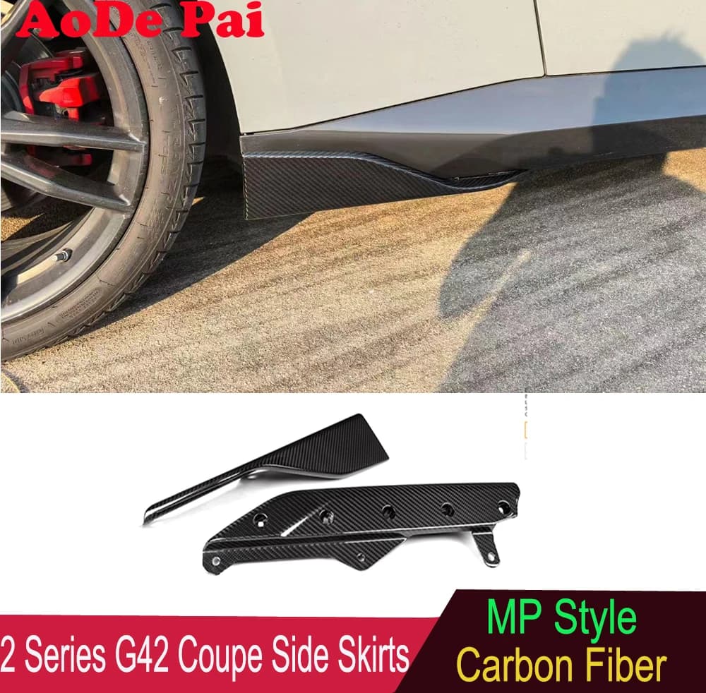 Real Carbon Fiber Side Extension Skirts Skirt Body Kits Lip for BMW 2 Series G42 Coupe M235i 2022-2024