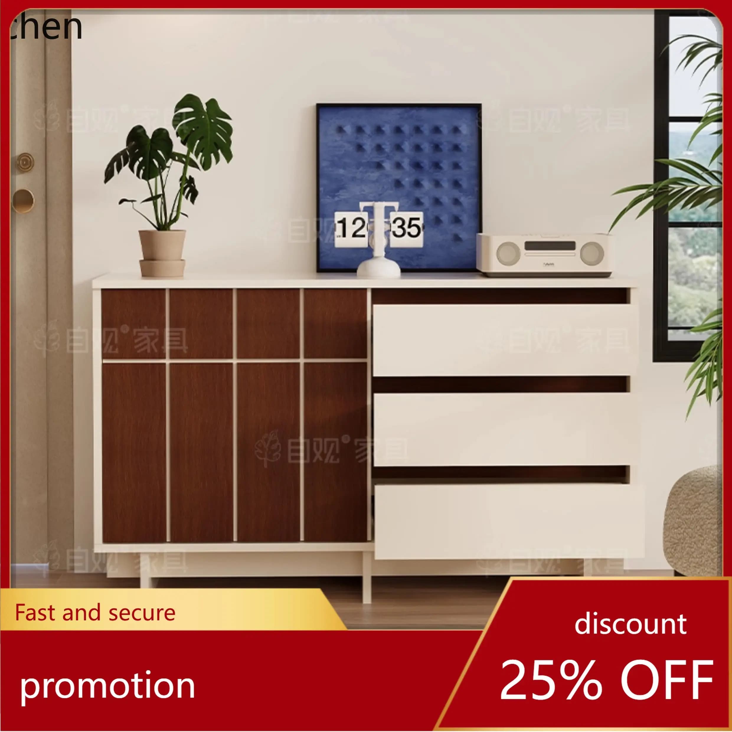 HXL Sliding Door Sideboard Cabinet Living Room Entrance Cabinet Wall-Mounted Bedroom Storage Cabinet Organizer Chest
