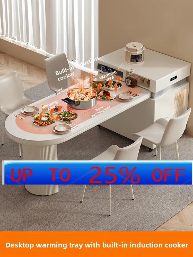 LMM French Cream Wind Island Dining Table Integrated Retractable Household Dining Table Multifunctional