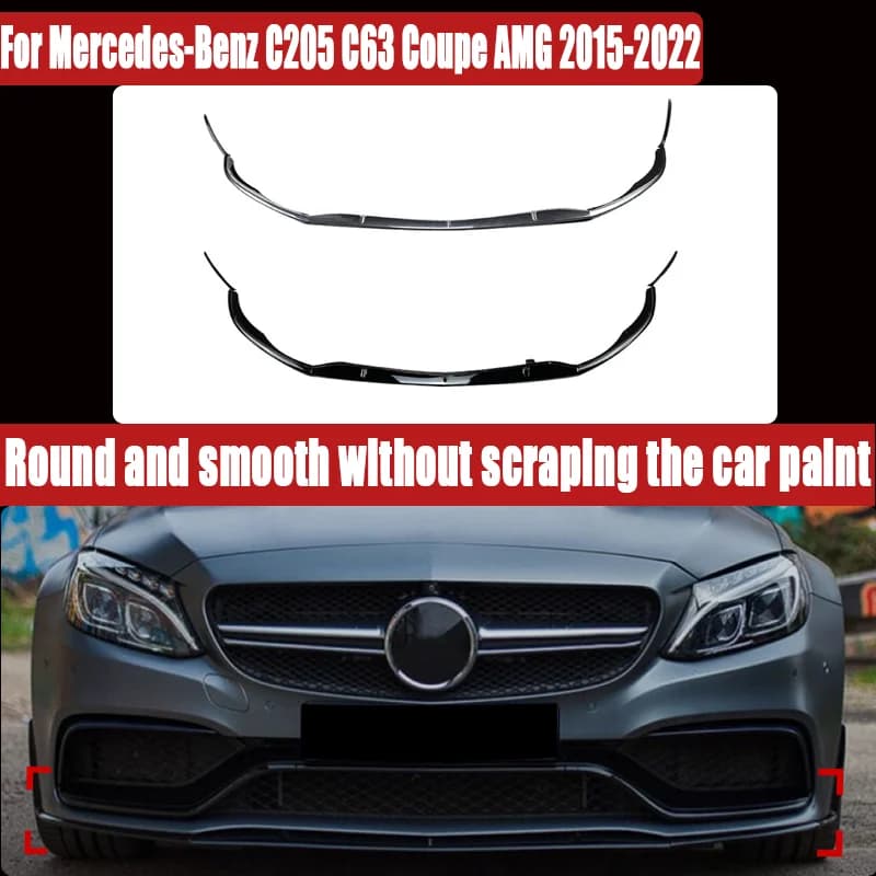 For Mercedes-Benz C205 C63 Coupe AMG 2015-2022, Front Lip & Air Blade Exterior Trim, Sporty Upgrade, Direct Fit.