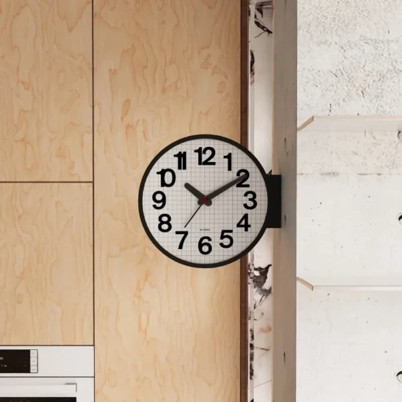 Corner Wall Clocks Stylish Simple Wall Clocks Double-sided Round Grid Silent Decorative Clock Modern Living Room Decoration
