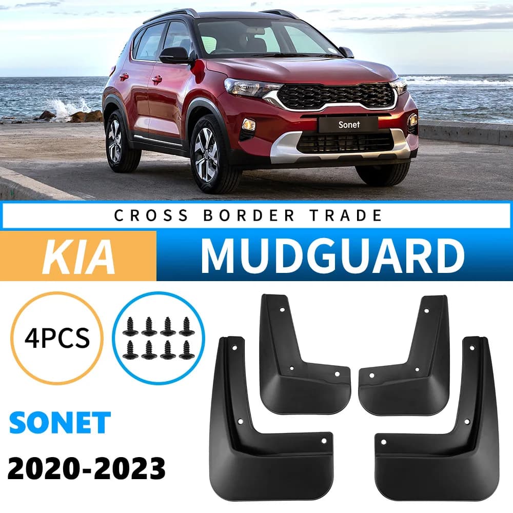Car Auto Wheel Mud Flaps Splash Guards Fender for Kia Imported Sonet 2020-2023 High Density Shockproof Rubber Material