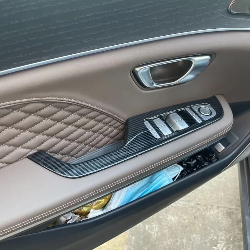 For Byd Han 2022-2024 inner armrest glass switch window adjustment retrofit carbon fiber pattern decorative accessories