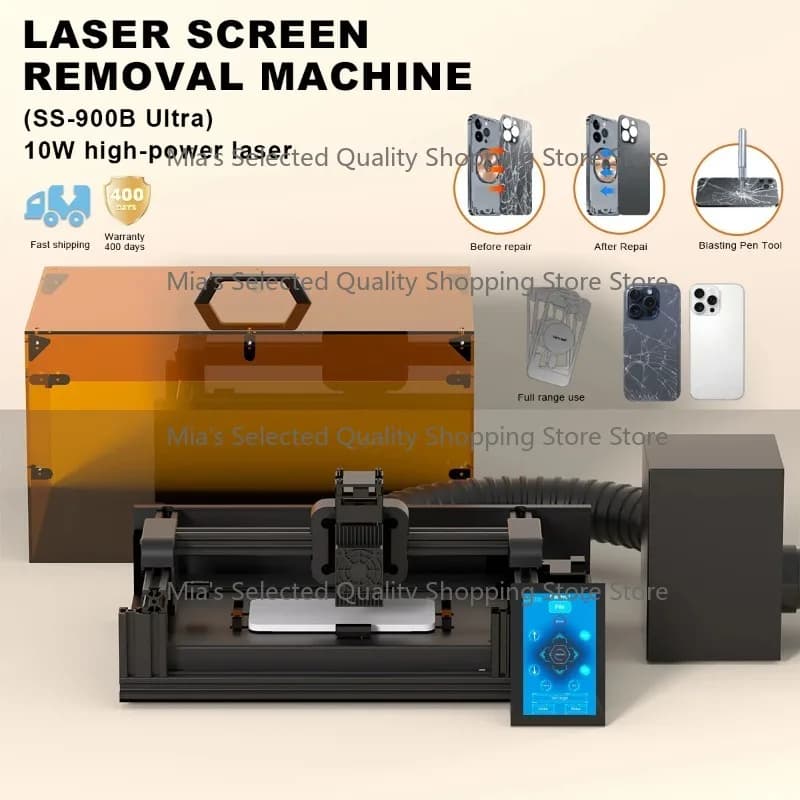 SS900B Ultra 10W Laser Screen Removal Machine Can Remove Rear Glass, Brackets, and other Components in Different Colors