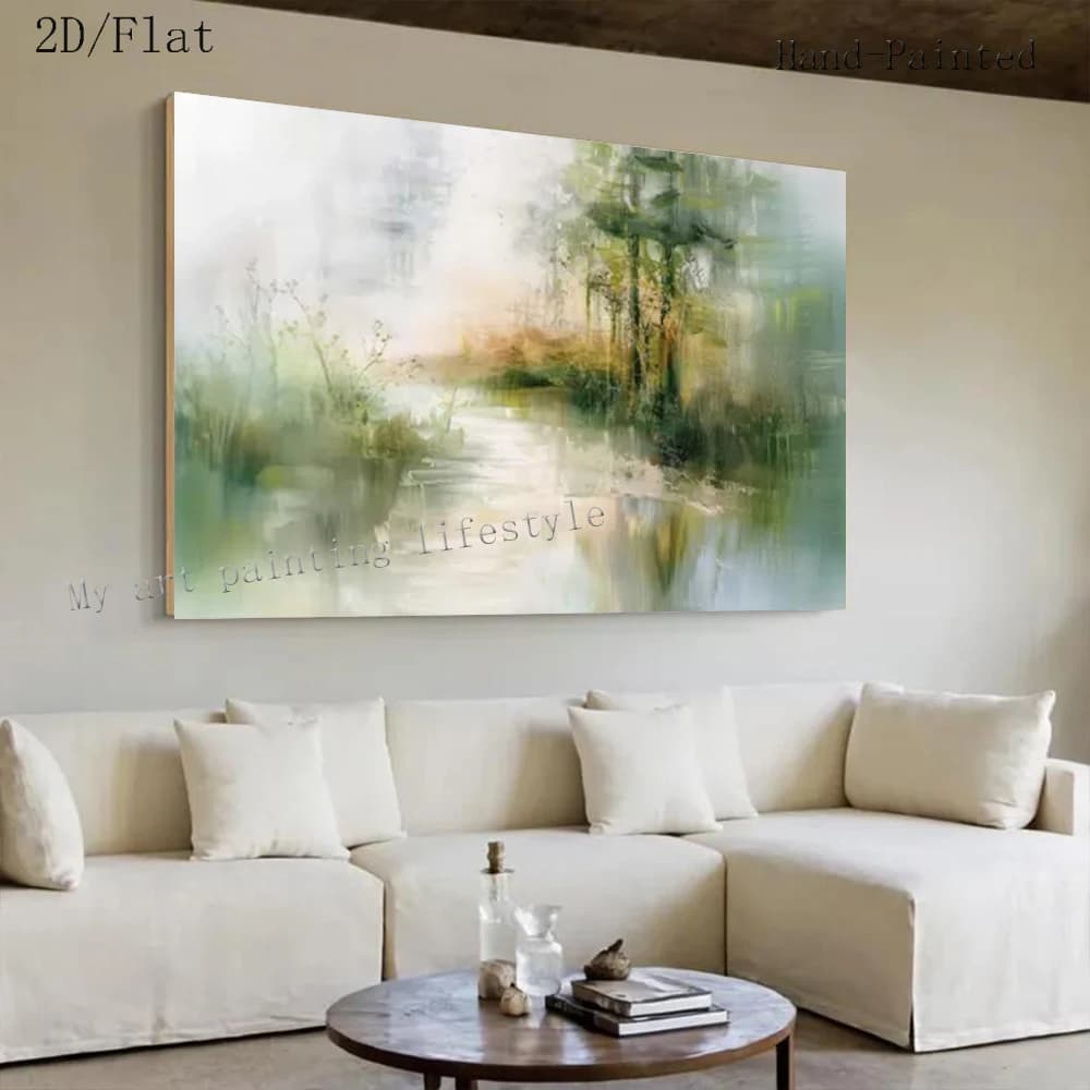 100% Handmade Abstract Oil Painting On Canvas ins atural Landscape Wall Art Picture Big Mural For Home Living Room Decor Image