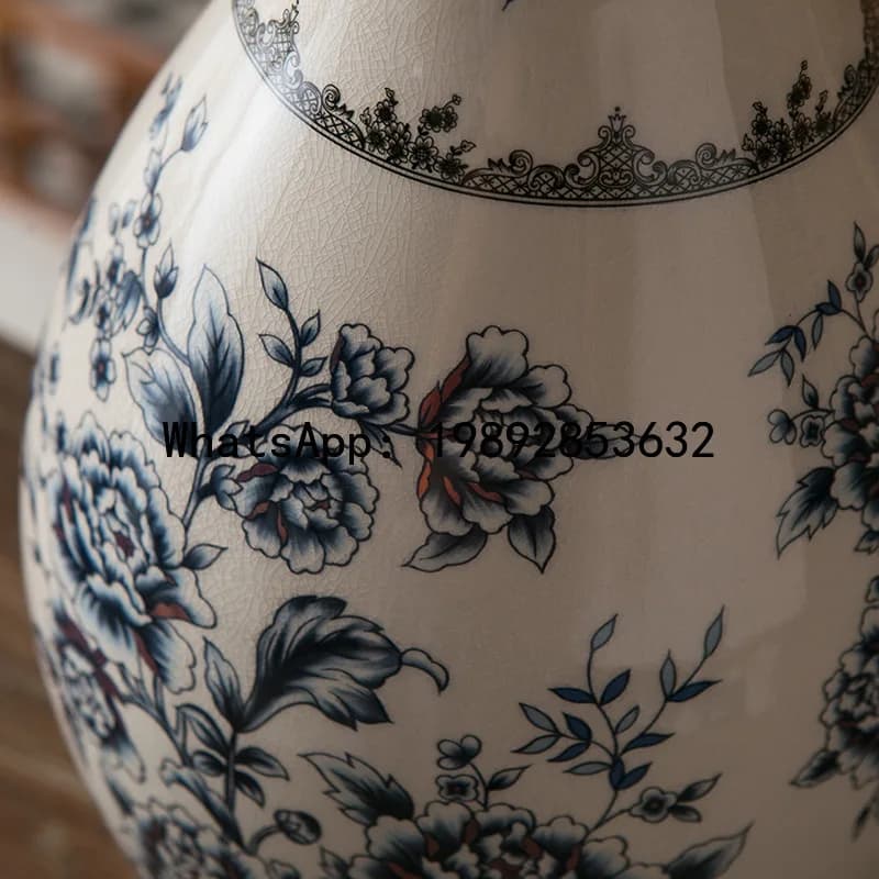HP-1 Creative Retro Ceramic Vase New Chinese Blue and White Living Room Dried Flower Arranger Home Decoration Crafts